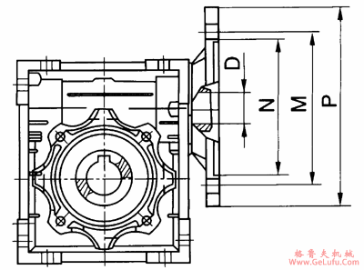 A球微型蜗杆减速机法兰安装规格轴芯尺寸(图2)