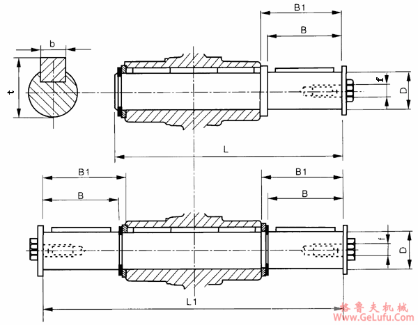 A球微型蜗杆减速机单向/双向输出轴尺寸(图2)