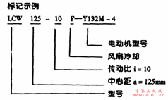 LCW型立式圆弧圆柱蜗杆减速机型号标记示例JB/T7848-1995(图2)