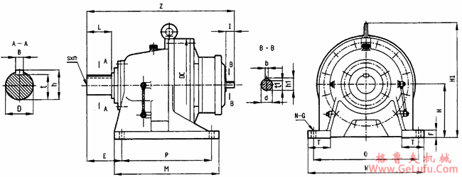二级卧式双轴型外形安装尺寸图表FWE型8165/09～8255/17 (图2)