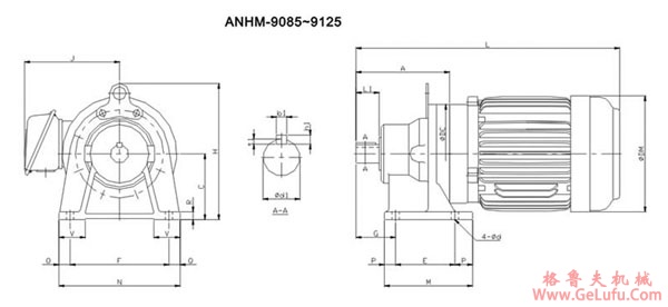 ADC系列摆线减速机尺寸图表ANHM-9085～9125(图2)
