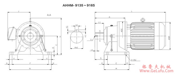 ADC系列摆线减速机尺寸图表AHHM-9135～9165(图2)