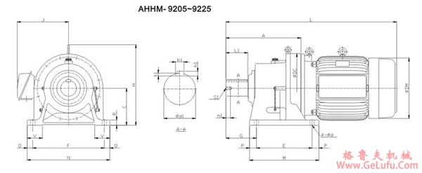 ADC系列摆线减速机尺寸图表AHHM-9205～9225(图2)