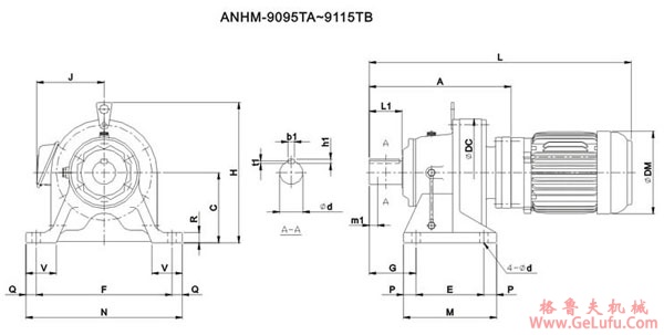ADC系列摆线减速机尺寸图表ANHM-9095～9115TB(图2)