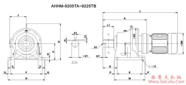 ADC系列摆线减速机尺寸图表AHHM-9205TA～9225TB(图2)
