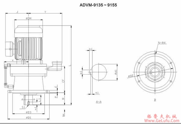 ADC系列摆线减速机尺寸图表ADVM-9135～9155TB(图2)