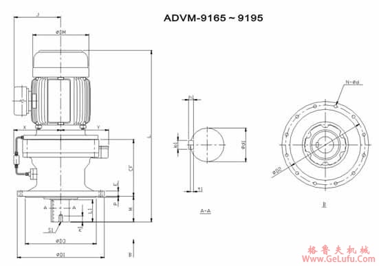 ADC系列摆线减速机尺寸图表ADVM-9165～9195(图2)