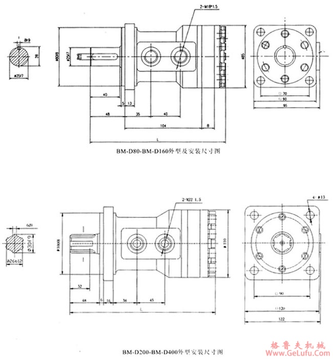 BM型摆线液压马达外形及安装尺寸(图3)