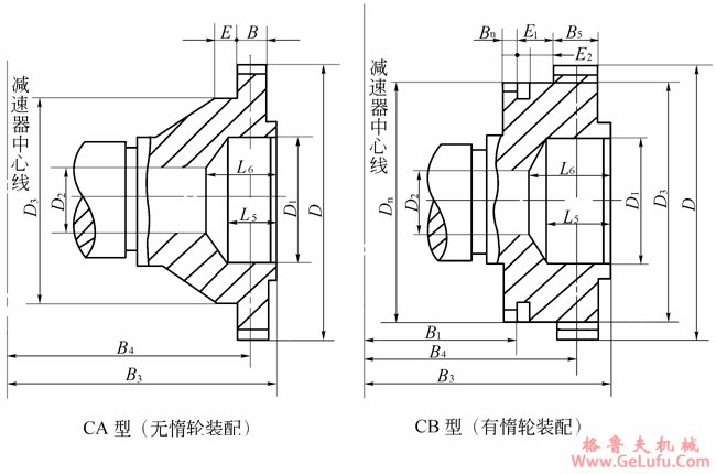 ZQA型减速机轴端形式及外形安装尺寸(图3)