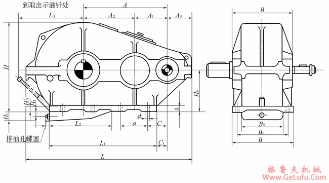 ZQA250、ZQA350、ZQA400、ZQA500、ZQA650、ZQA750、ZQA850、ZQA1000、型减速机外形安装尺寸(图2)