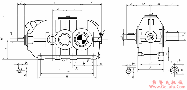 DBY160、DBZ160、DBY180、DBZ180、DBY200、DBZ200、DBY224、DBZ224、DBY250、DBZ250、DBY280、DBZ280、DBY315、DBZ315、DBY355、DBZ355、DBY400、DBZ400、DBY450、DBZ450、DBY500、DBZ500、DBY560、DBZ560型减速机外形、安装尺寸及装配型式JB/T9002-1999(图2)