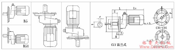 C31、C41、C61、C71、C81、C91、C101、C121、C151、系列一级斜齿轮减速机安装尺寸图表(图3)