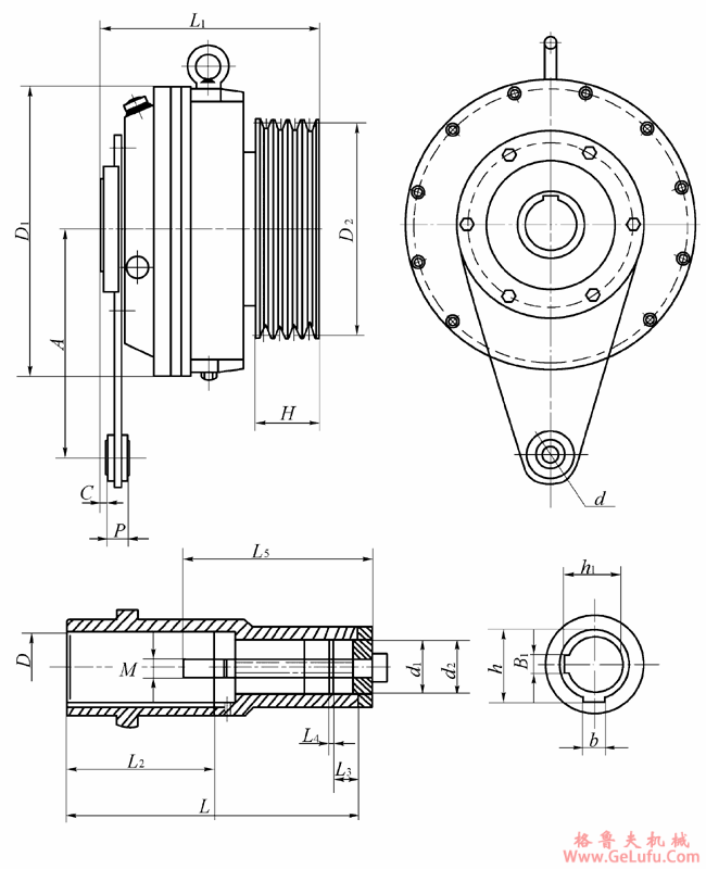 PYZ3B、PYZ4B、PYZ5B、PYZ6B、PYZ7B、系列硬齿面轴装式减速机的外形及安装尺寸(图2)