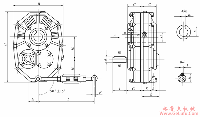 ZJY75、ZJY90、ZJY106、ZJY125、ZJY150、ZJY180、ZJY212、ZJY250、ZJY300、型轴装式圆柱齿轮减速机安装型式及尺寸JB/T 7007-1993(图2)