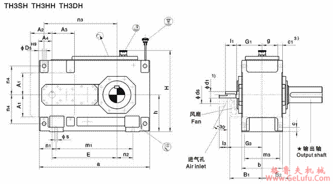 TH3.H型平行轴减速机单级传动卧式安装(图2)
