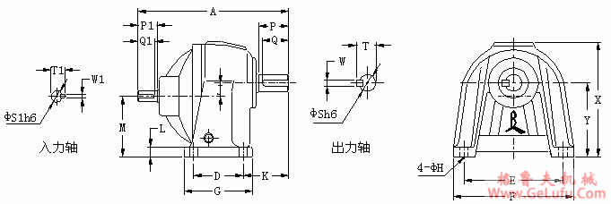 CHD型：卧式双轴型齿轮减速机的外型尺寸图(图2)