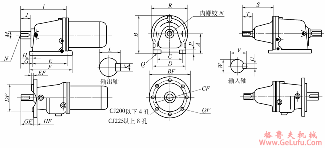 TCJ系列圆柱齿轮减速机的安装形式及外形尺寸(图3)