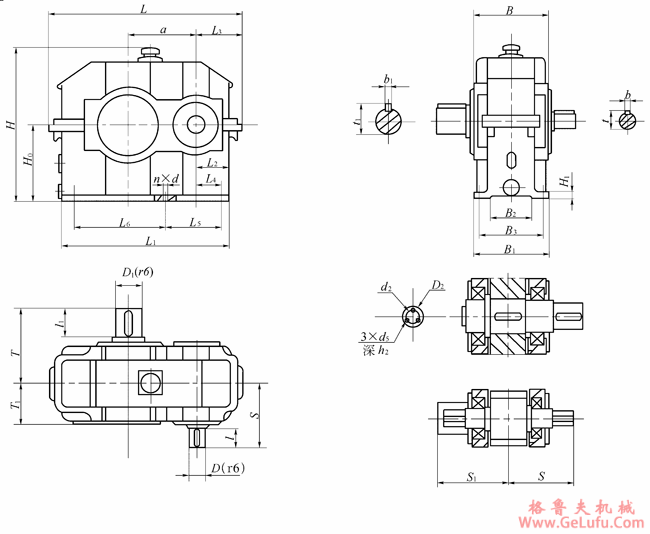 JPT型渐开线圆柱齿轮减速机型式及尺寸（JB/T10244-2001）(图3)