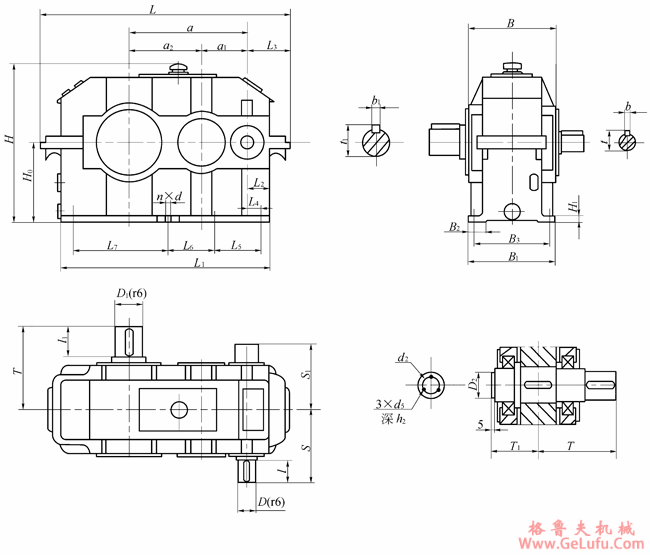 JPT型渐开线圆柱齿轮减速机型式及尺寸（JB/T10244-2001）(图5)