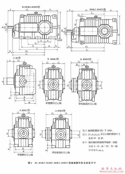 R3、RMK3、RMD3、RHK3、RHD3型减速机外形及安装尺寸(图2) R3、RMK3、RMD3、RHK3、RHD3型减速机外形及安装尺寸(图2)