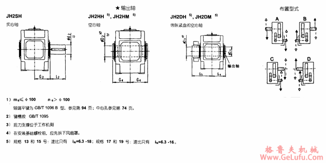 JH2.H、JH2.M型平行轴工业齿轮箱外形及安装尺寸（规格13...22）(图3)