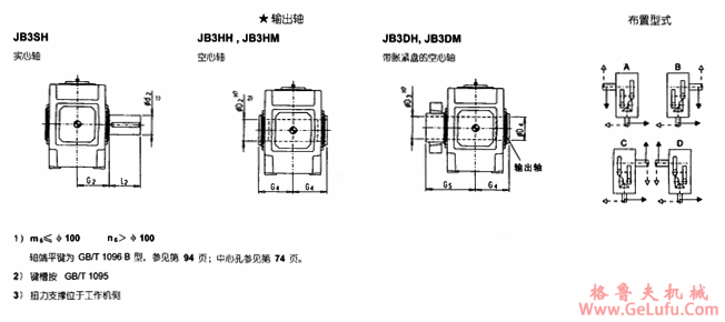 JB3.H、JB3.M型直交轴工业齿轮箱外形及安装尺寸（规格13...22）(图3)