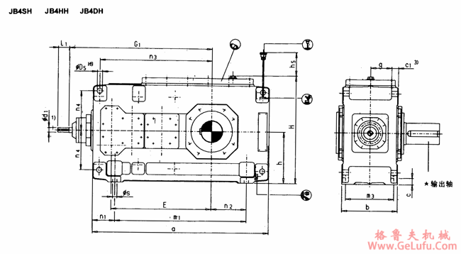 JB4.H型直交轴工业齿轮箱外形及安装尺寸（规格5...12）(图2)