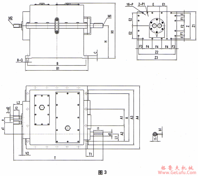 PJT系列平双齿轮箱外型安装尺寸(图2)