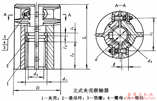 立式夹壳联轴机基本参数及主要尺寸(图2)