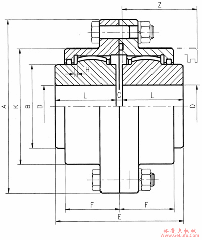 DY-SB型双面啮合联轴机外形及安装尺寸(图2) DY-SB型双面啮合联轴机外形及安装尺寸(图2)