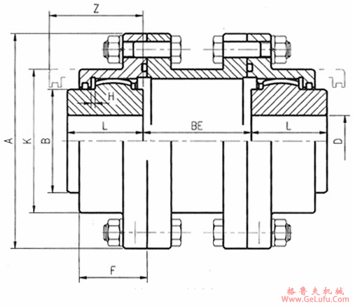 DY-PSB型双面啮合间距联轴机外形及安装尺寸(图2) DY-PSB型双面啮合间距联轴机外形及安装尺寸(图2)