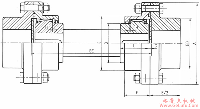 DY-FSB型浮动轴型单面啮合联轴机外形及安装尺寸(图2)