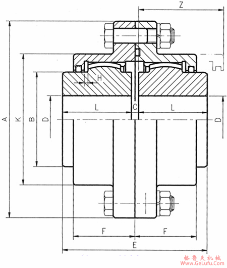 DY-NS型双面啮合联轴机外形及安装尺寸(图2) DY-NS型双面啮合联轴机外形及安装尺寸(图2)