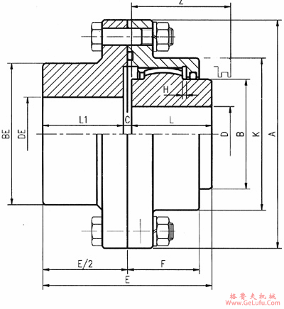 DY-NE型单面啮合联轴机外形及安装尺寸(图2) DY-NE型单面啮合联轴机外形及安装尺寸(图2)
