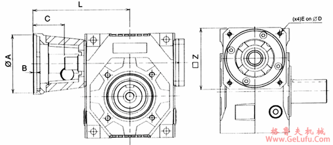 DYNABOX正交精密行星齿轮减速机法兰型外形及安装尺寸(图2)