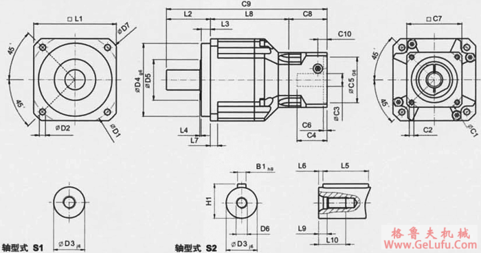 AB系列减速机尺寸（双节，减速比i=15～100）(图2)