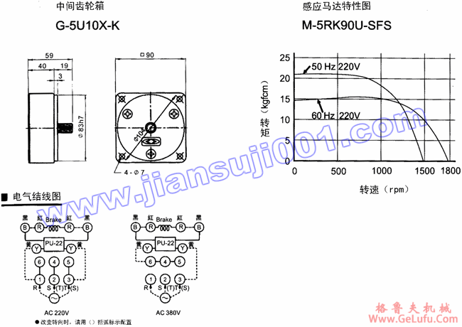 三相电磁刹车马达(出力60W-90W)(图5) 三相电磁刹车马达(出力60W-90W)(图5)