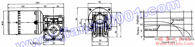 三相感应马达附中空型减速机(出力60W-90W)(图2) 三相感应马达附中空型减速机(出力60W-90W)(图2)