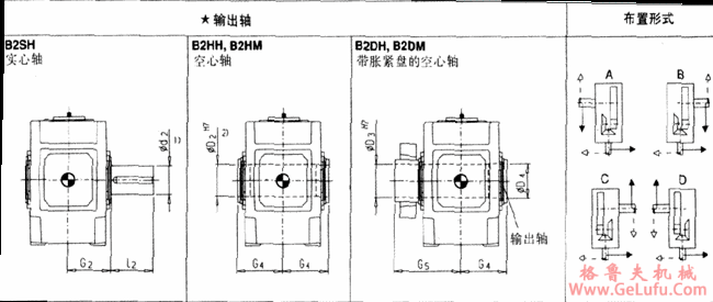 B2.H，B2.M型直交轴齿轮箱二级传动卧式安装(图4)