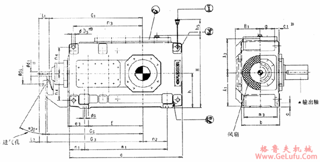 B3.H型直交轴齿轮箱三级传动卧式安装(图2)