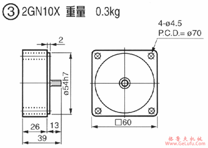 US无段变速付电磁刹车马达尺寸图(图4)