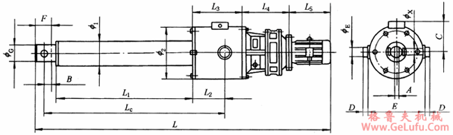 DTT型电动推拉杆外形尺寸(图2)