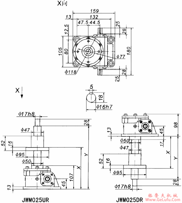 JWM025丝杠升降机外形尺寸表(图3)