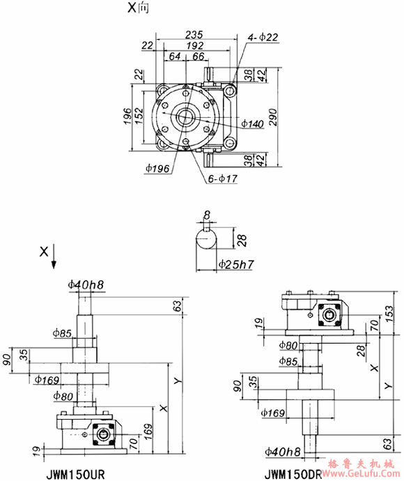 JWM150丝杠升降机外形尺寸表(图3)