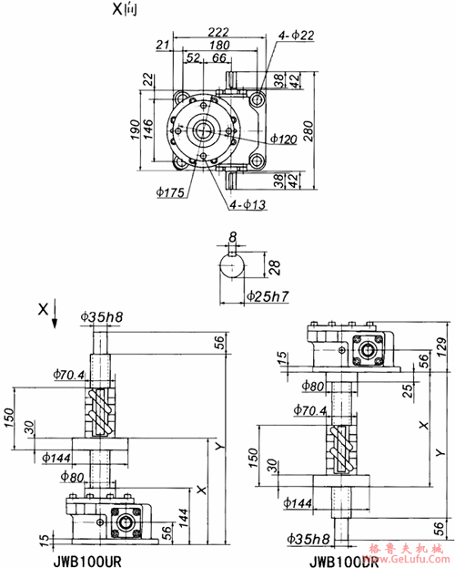 JWB100丝杠升降机外形尺寸表(图3)