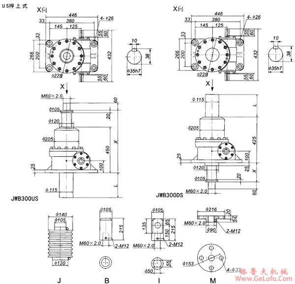 JWB200丝杠升降机外形尺寸表(图2) JWB200丝杠升降机外形尺寸表(图2)