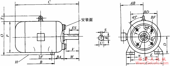 NEMA标准三相异步电动机外形尺寸(143~499T机座)(图3) NEMA标准三相异步电动机外形尺寸(143~499T机座)(图3)