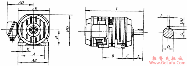 YG系列辊道用三相异步电动机外形尺寸(H112~225mm)(图2) YG系列辊道用三相异步电动机外形尺寸(H112~225mm)(图2)
