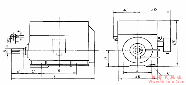 YD系列双速三相异步电动机外形及安装尺寸（6kV）(图2)