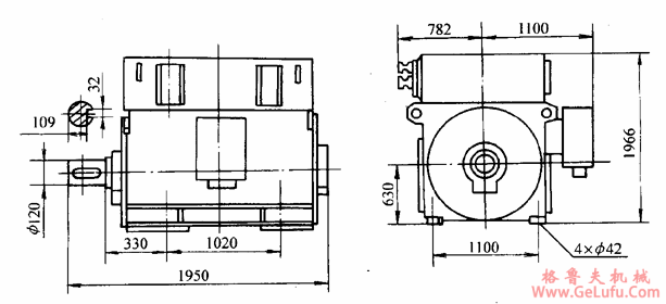 YD系列双速三相异步电动机外形及安装尺寸（6kV）(图3)